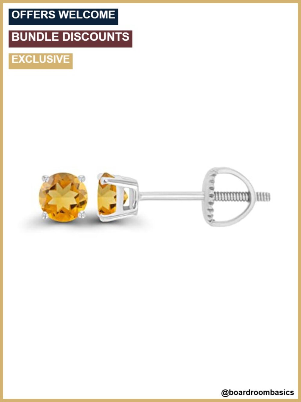 14K Gold Plated 925 Sterling Silver Hypoallergenic 4mm Round Solitaire